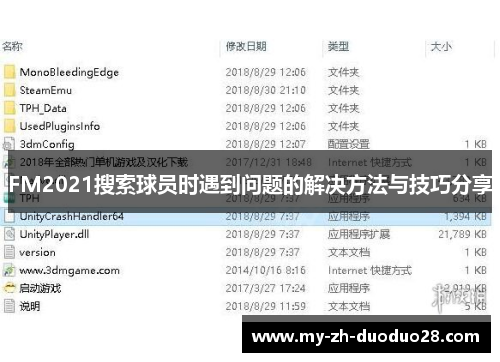 FM2021搜索球员时遇到问题的解决方法与技巧分享